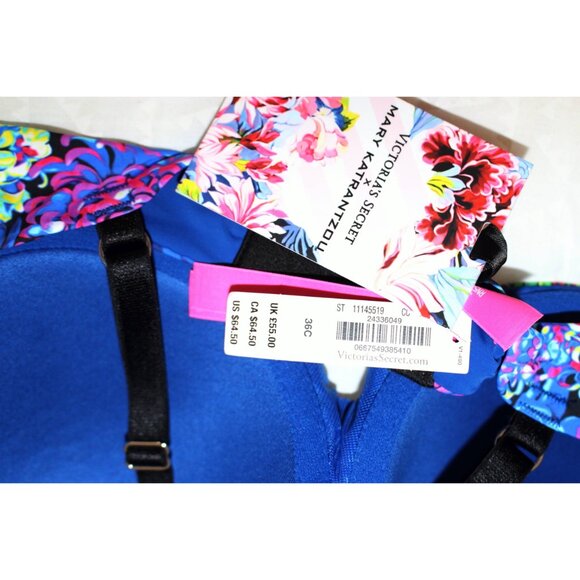 New w/Tags - 36C - Victoria’s Secret x Mary Katrantzou Underwire Demi Bra BLUE - Picture 2 of 8
